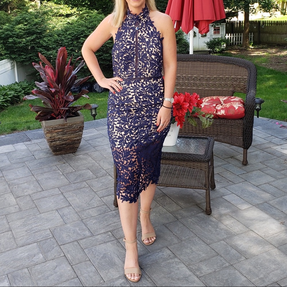 Lulus navy blue midi dress